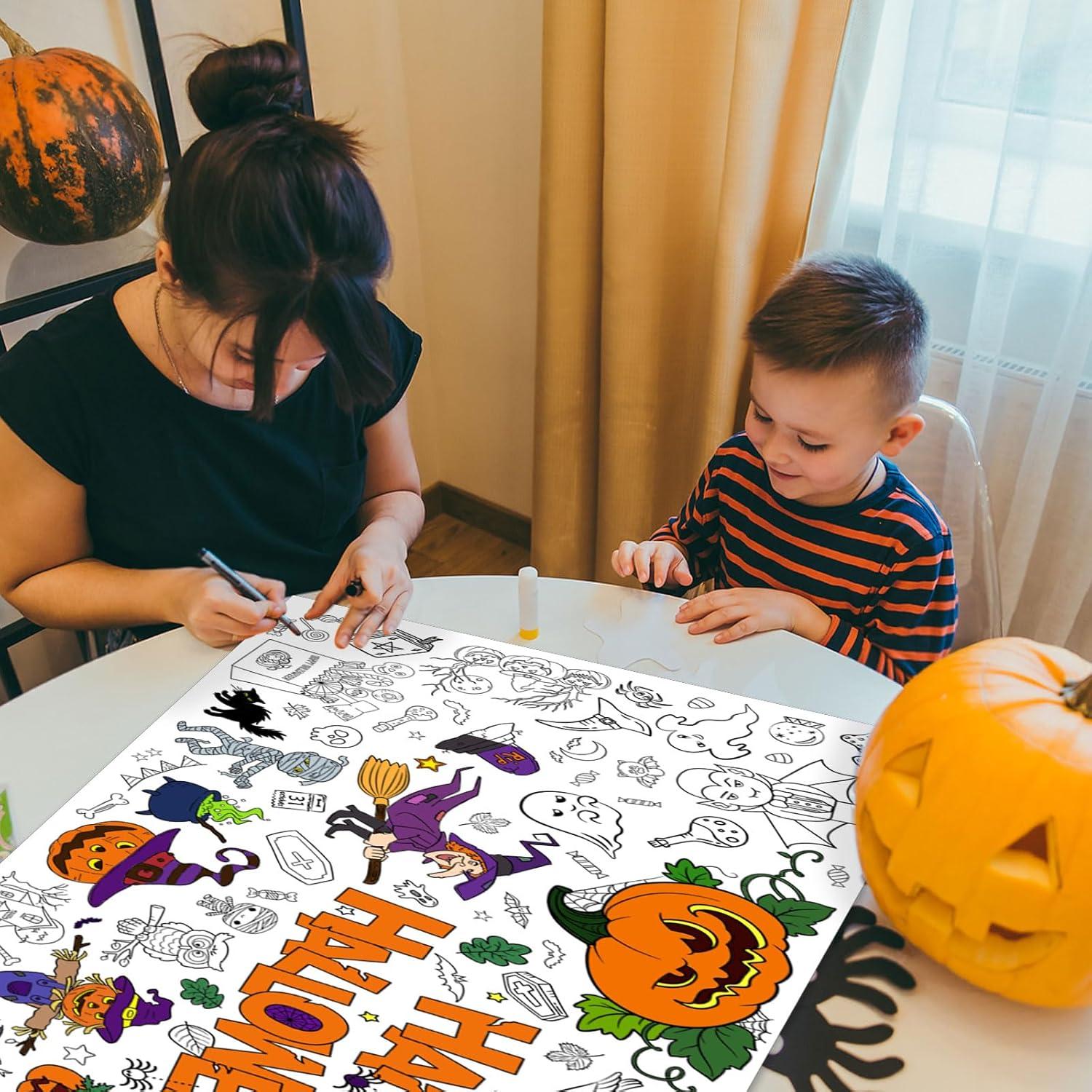 Mantel de Colorear Gigante Halloween AWHETIE 182.88x76.2 cm