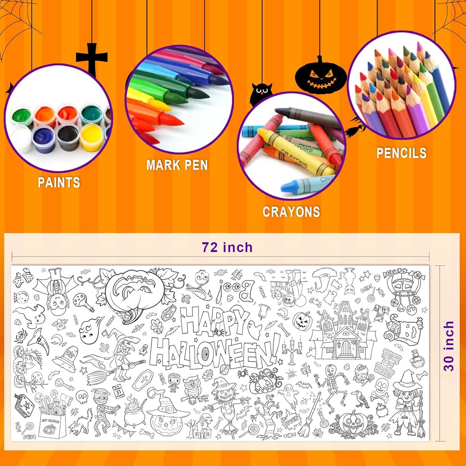 Mantel de Colorear Gigante Halloween AWHETIE 182.88x76.2 cm