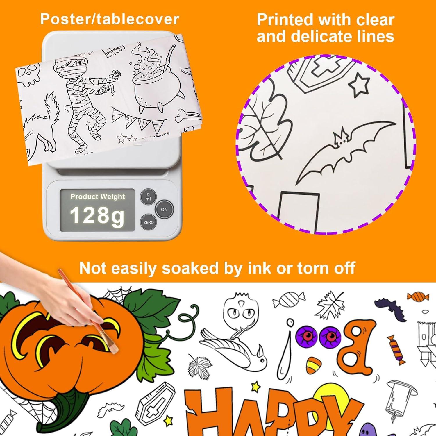 Mantel de Colorear Gigante Halloween AWHETIE 182.88x76.2 cm