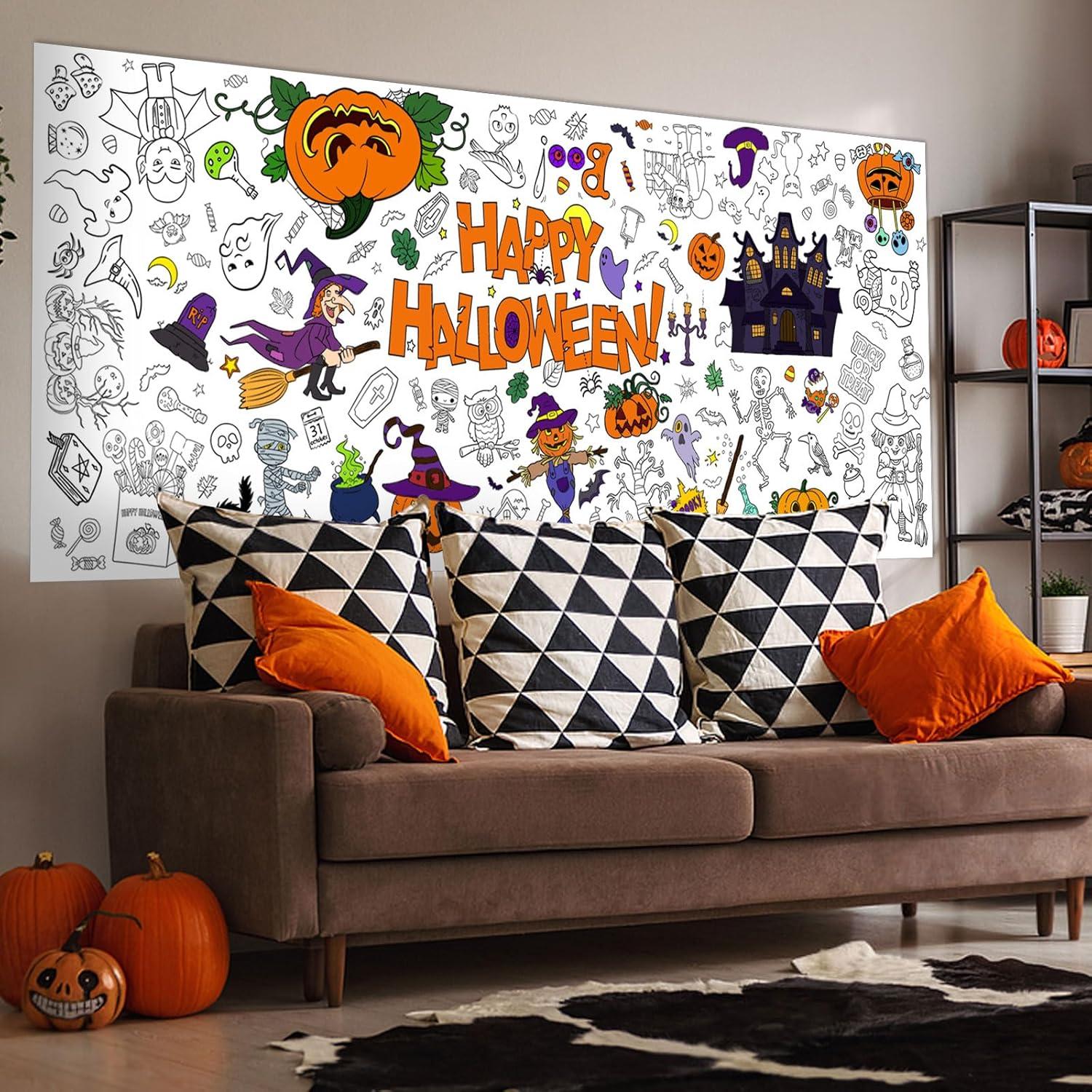 Mantel de Colorear Gigante Halloween AWHETIE 182.88x76.2 cm
