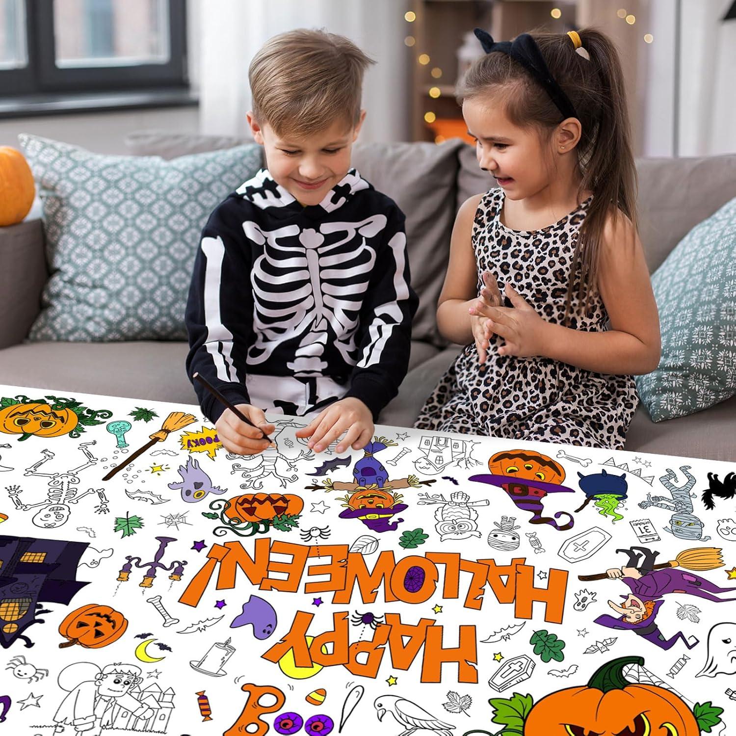 Mantel de Colorear Gigante Halloween AWHETIE 182.88x76.2 cm