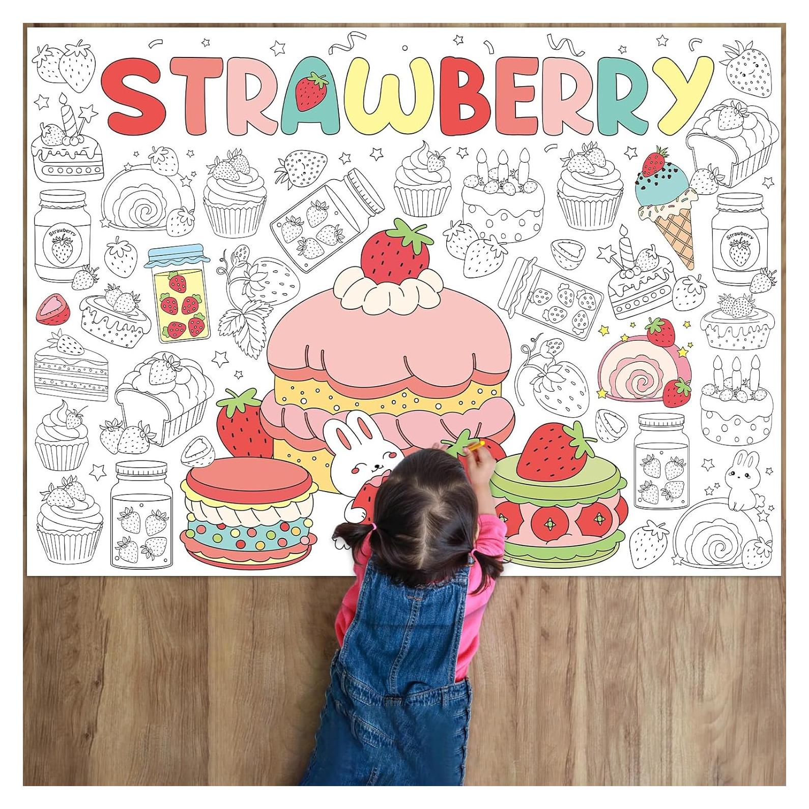 Póster Gigante para Colorear Fresa 80x110 cm Afniimyapt