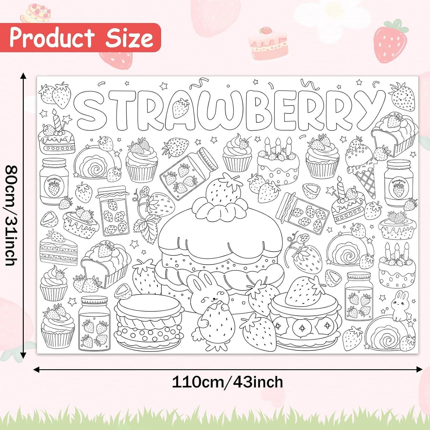 Póster Gigante para Colorear Fresa 80x110 cm Afniimyapt