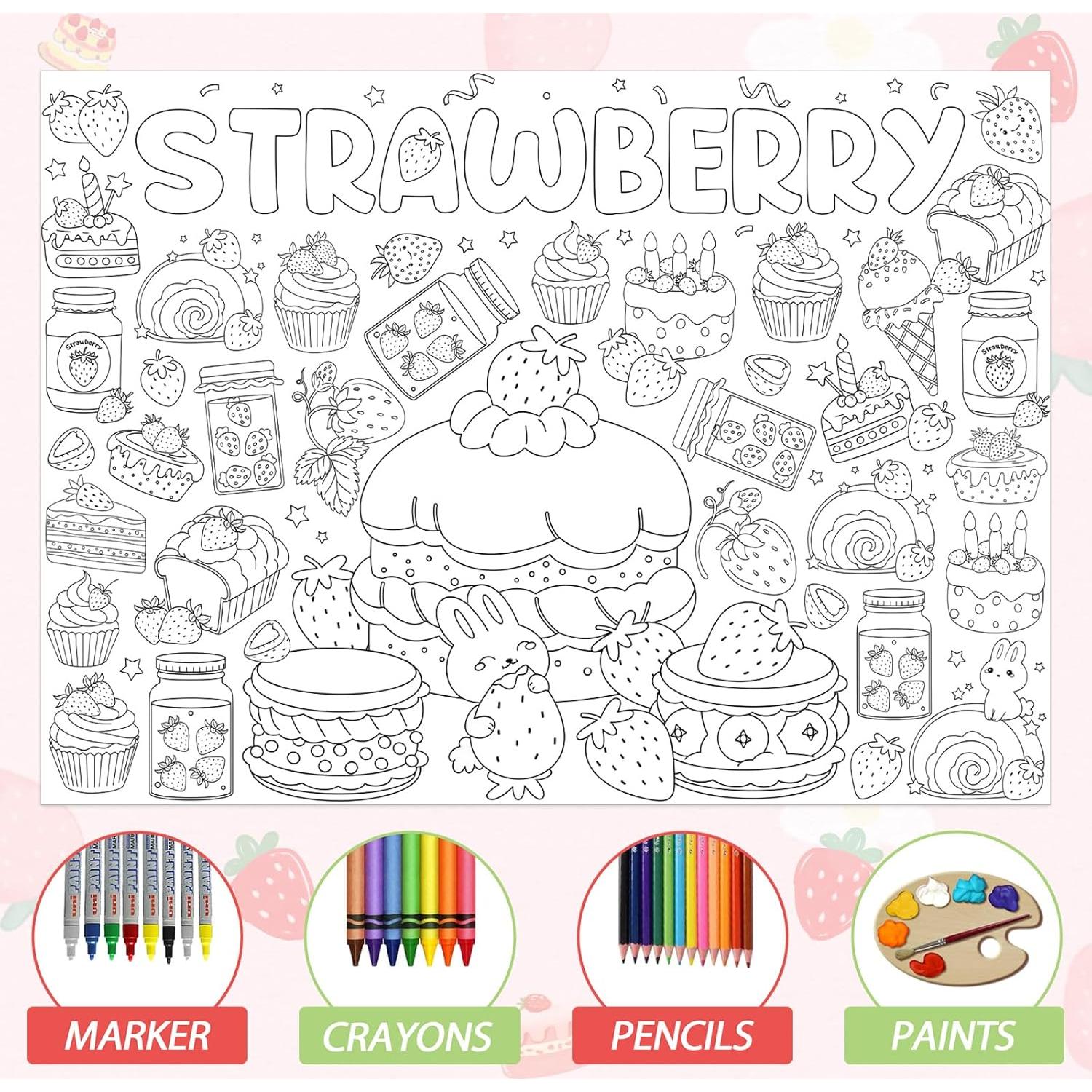Póster Gigante para Colorear Fresa 80x110 cm Afniimyapt