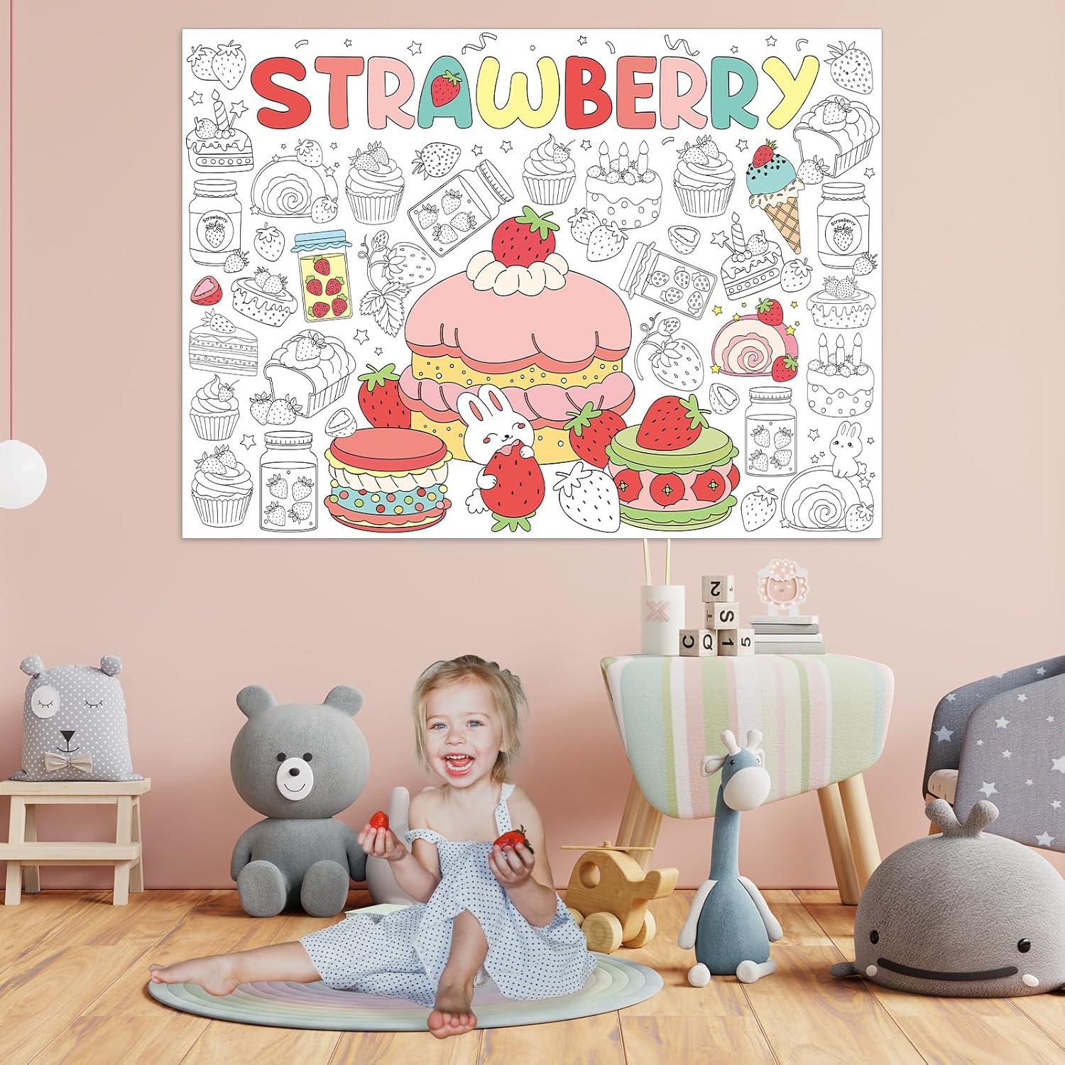 Póster Gigante para Colorear Fresa 80x110 cm Afniimyapt