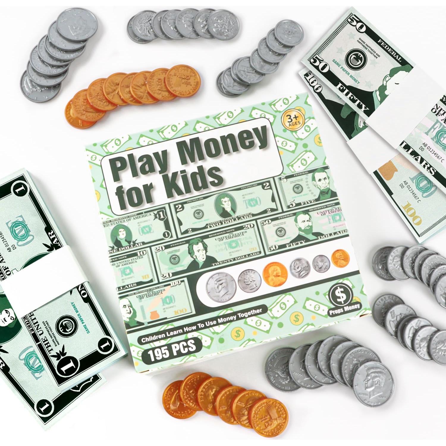 Juego de Dinero de Juguete MAGLOGY 195 Piezas Educativo