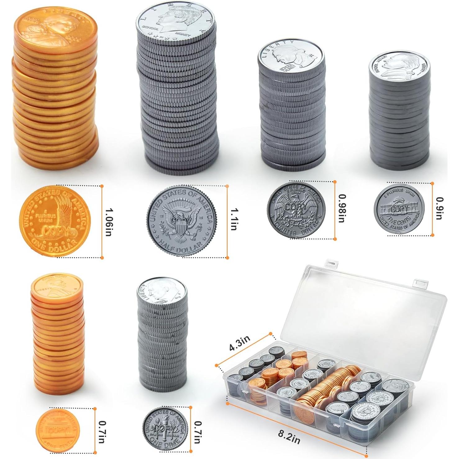 Juego de Monedas Falsas TH - 300 PCS para Niños, Educativo