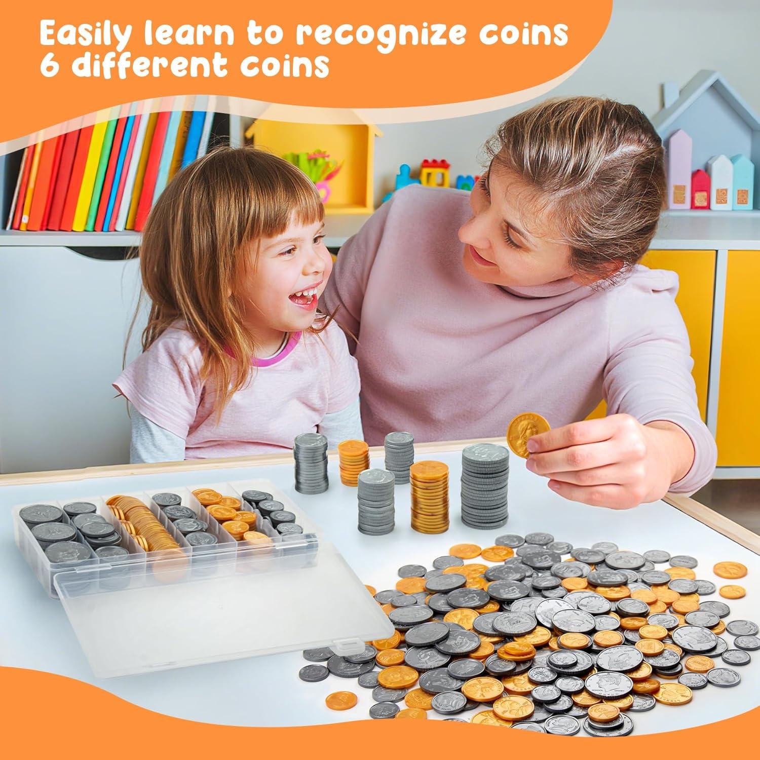 Juego de Monedas Falsas TH - 300 PCS para Niños, Educativo