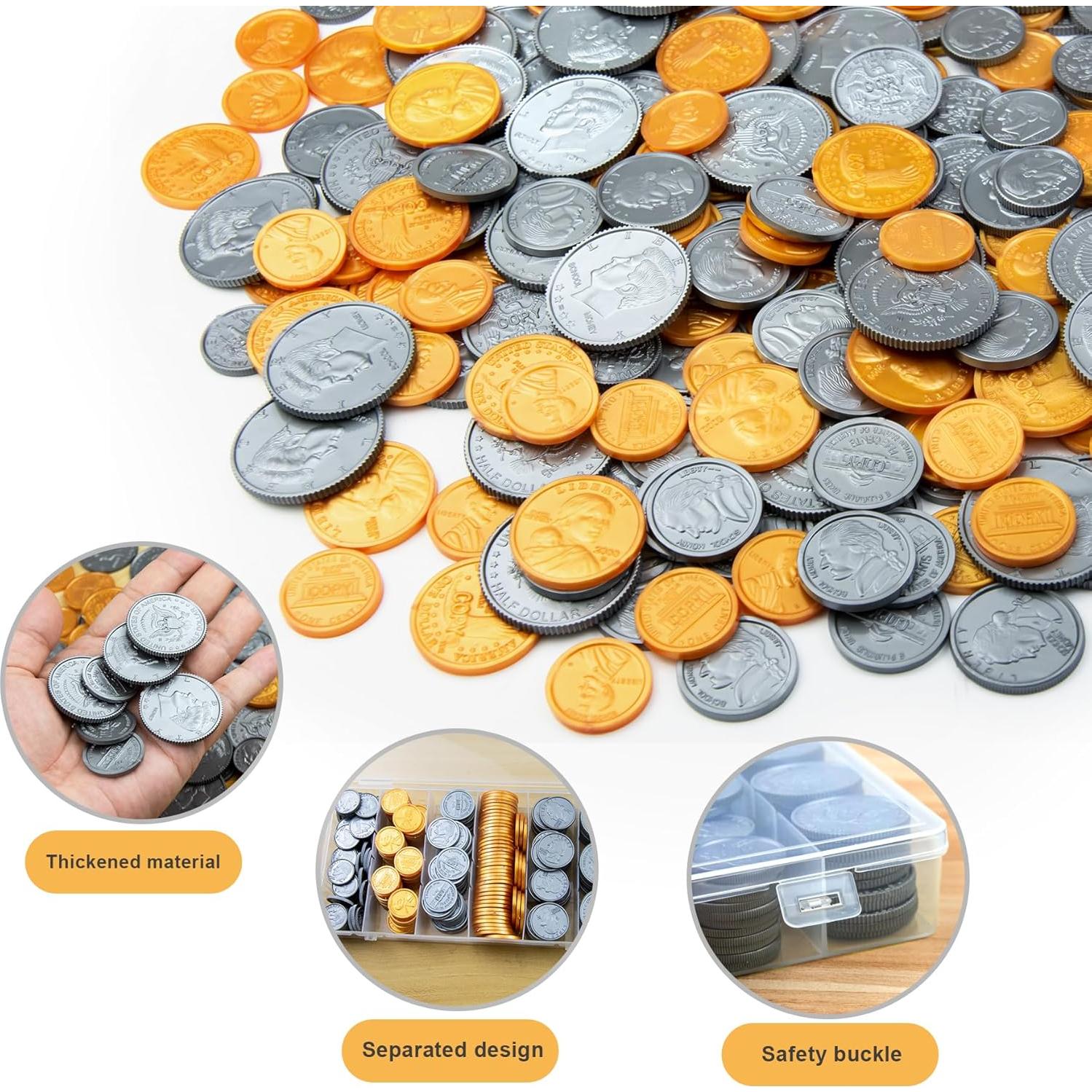 Juego de Monedas Falsas TH - 300 PCS para Niños, Educativo