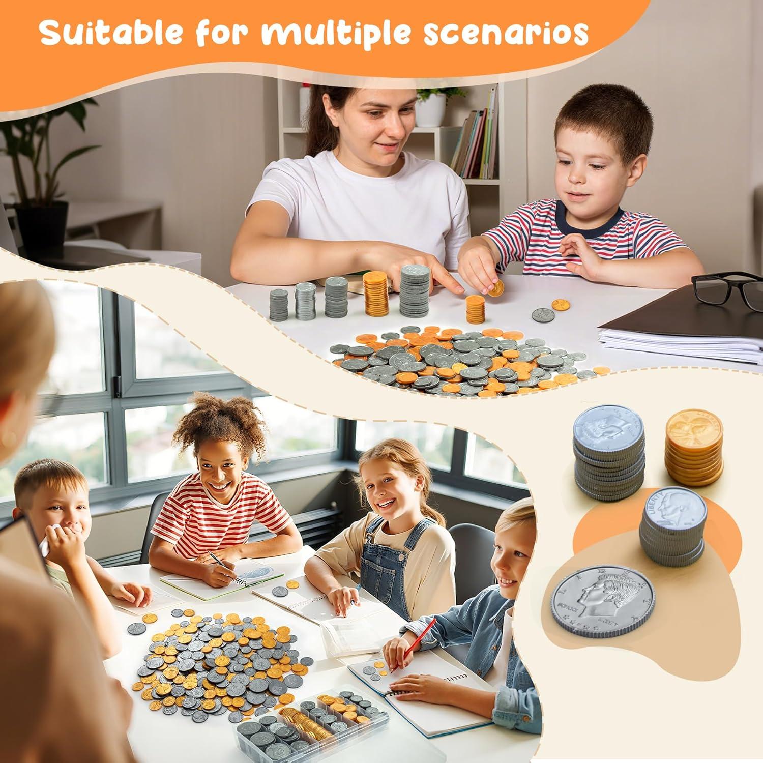 Juego de Monedas Falsas TH - 300 PCS para Niños, Educativo