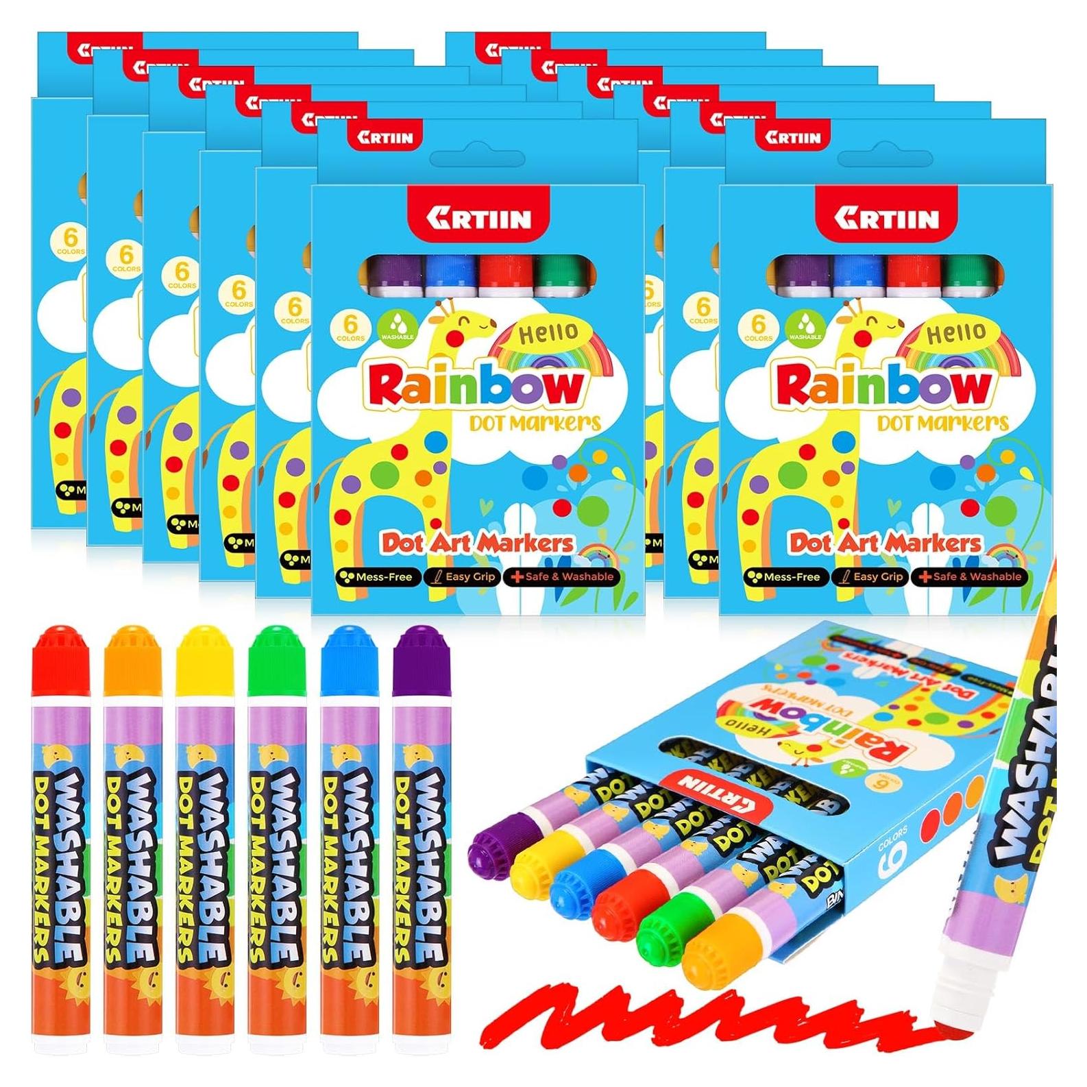 Marcadores de Puntos Lavables Crtiin - 72 Piezas 6 Colores