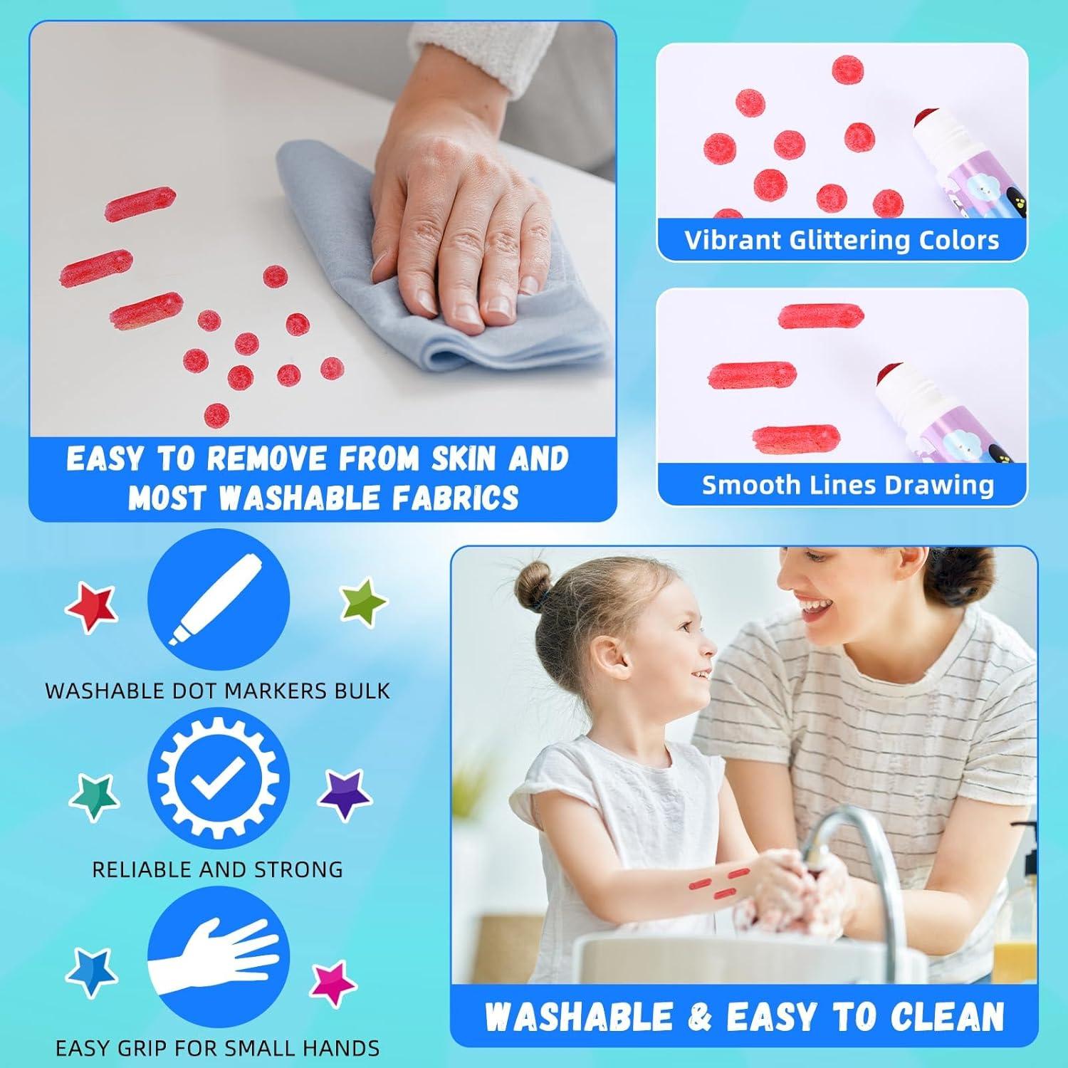 Marcadores de Puntos Lavables Crtiin - 72 Piezas 6 Colores