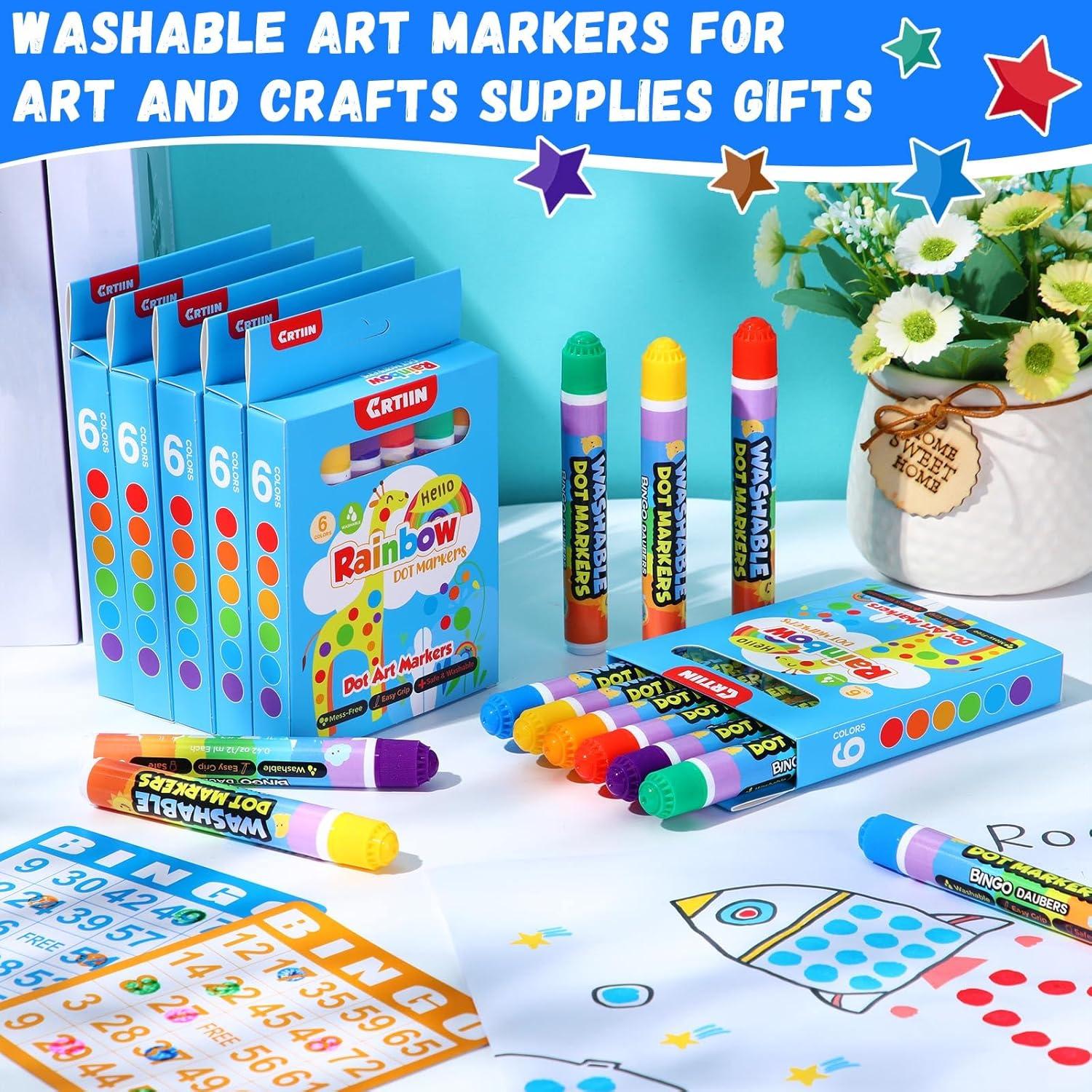 Marcadores de Puntos Lavables Crtiin - 72 Piezas 6 Colores