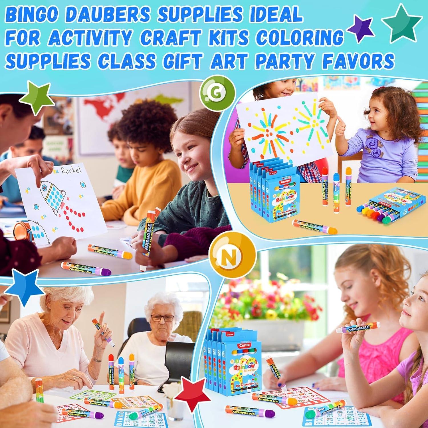 Marcadores de Puntos Lavables Crtiin - 72 Piezas 6 Colores