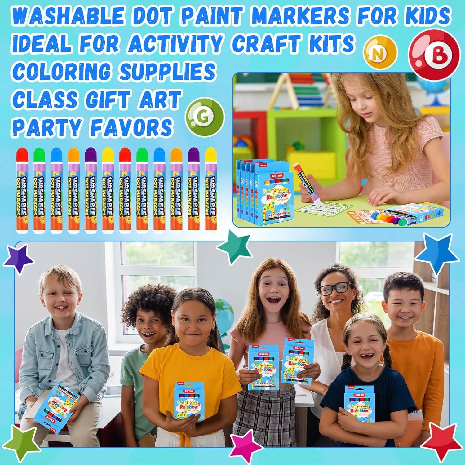 Marcadores de Puntos Lavables Crtiin - 72 Piezas 6 Colores