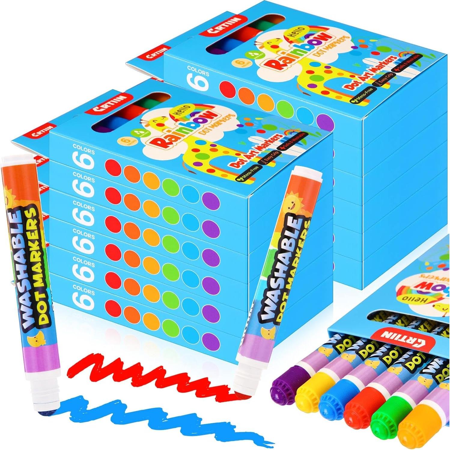 Marcadores de Puntos Lavables Crtiin - 72 Piezas 6 Colores