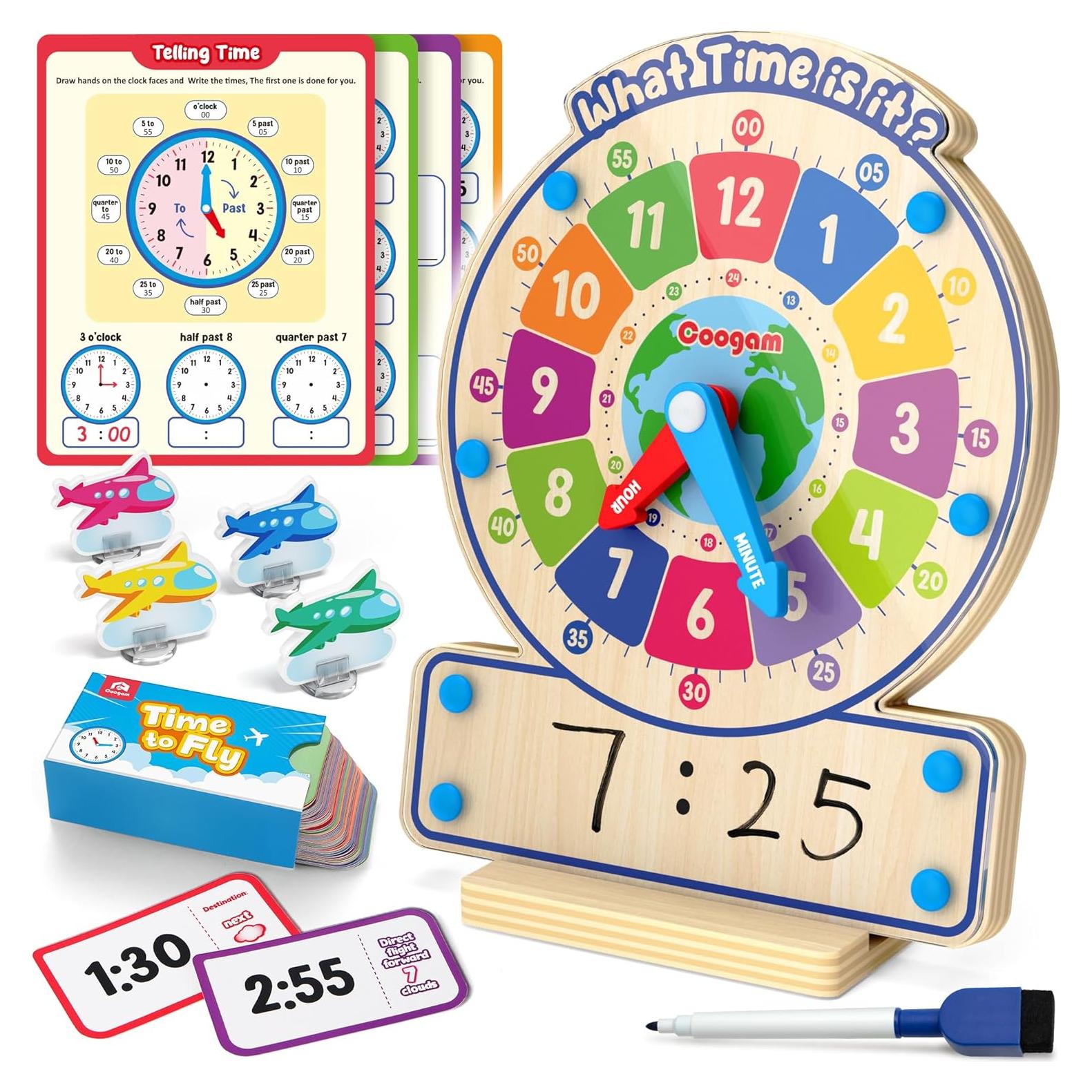 Juguete Educativo Coogam Reloj de Madera para Aprender el Tiempo