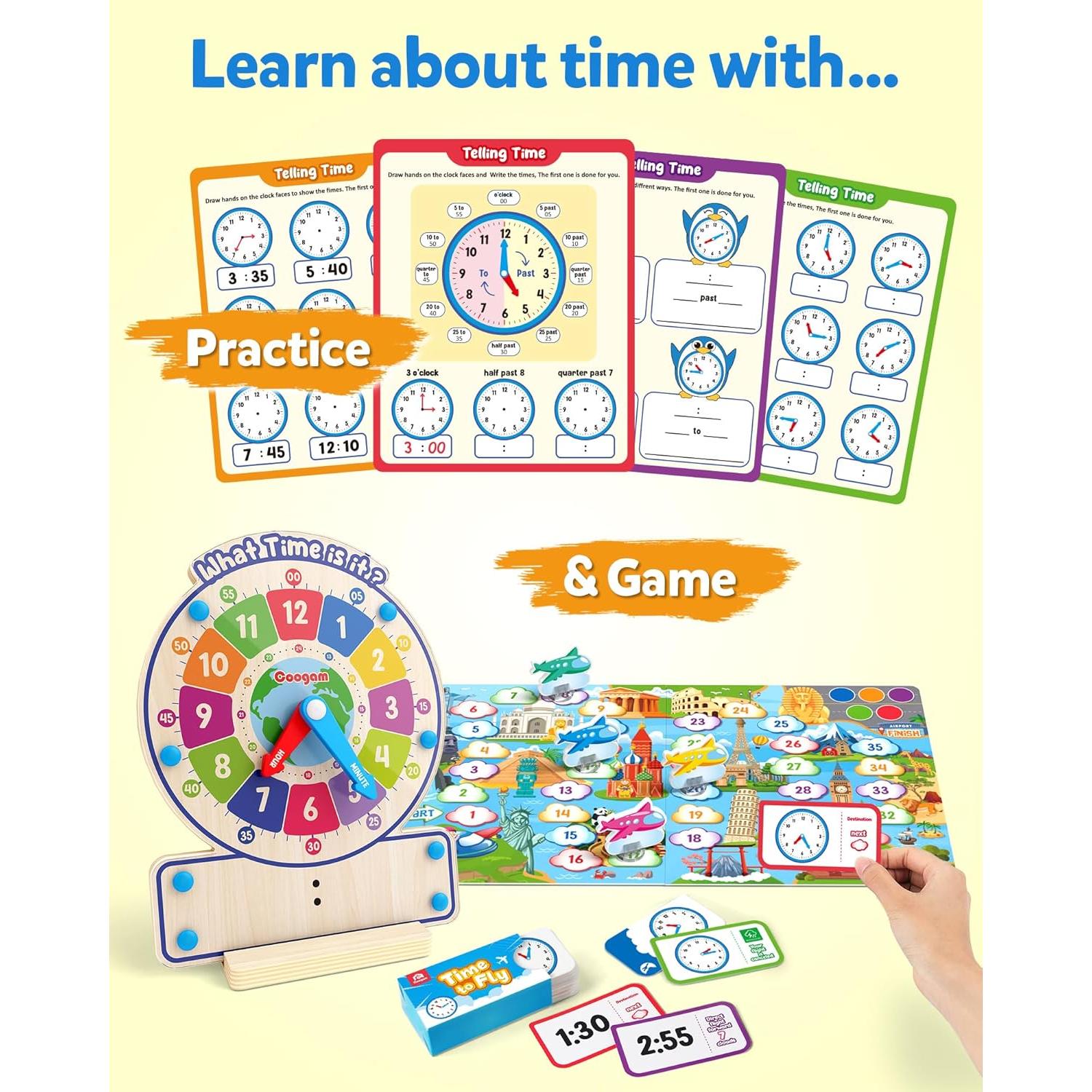 Juguete Educativo Coogam Reloj de Madera para Aprender el Tiempo