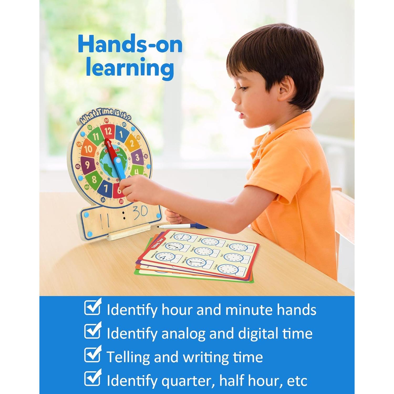 Juguete Educativo Coogam Reloj de Madera para Aprender el Tiempo