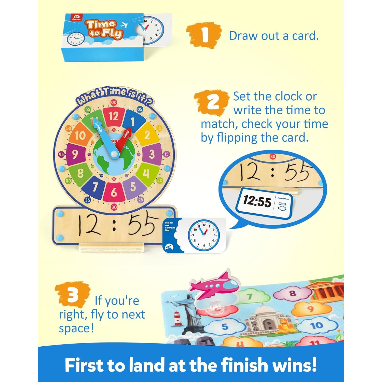 Juguete Educativo Coogam Reloj de Madera para Aprender el Tiempo