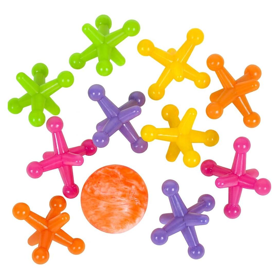 Juego de Jacks Grande Neon ArtCreativity - 3 Juegos con 10 Jacks y 1 Pelota