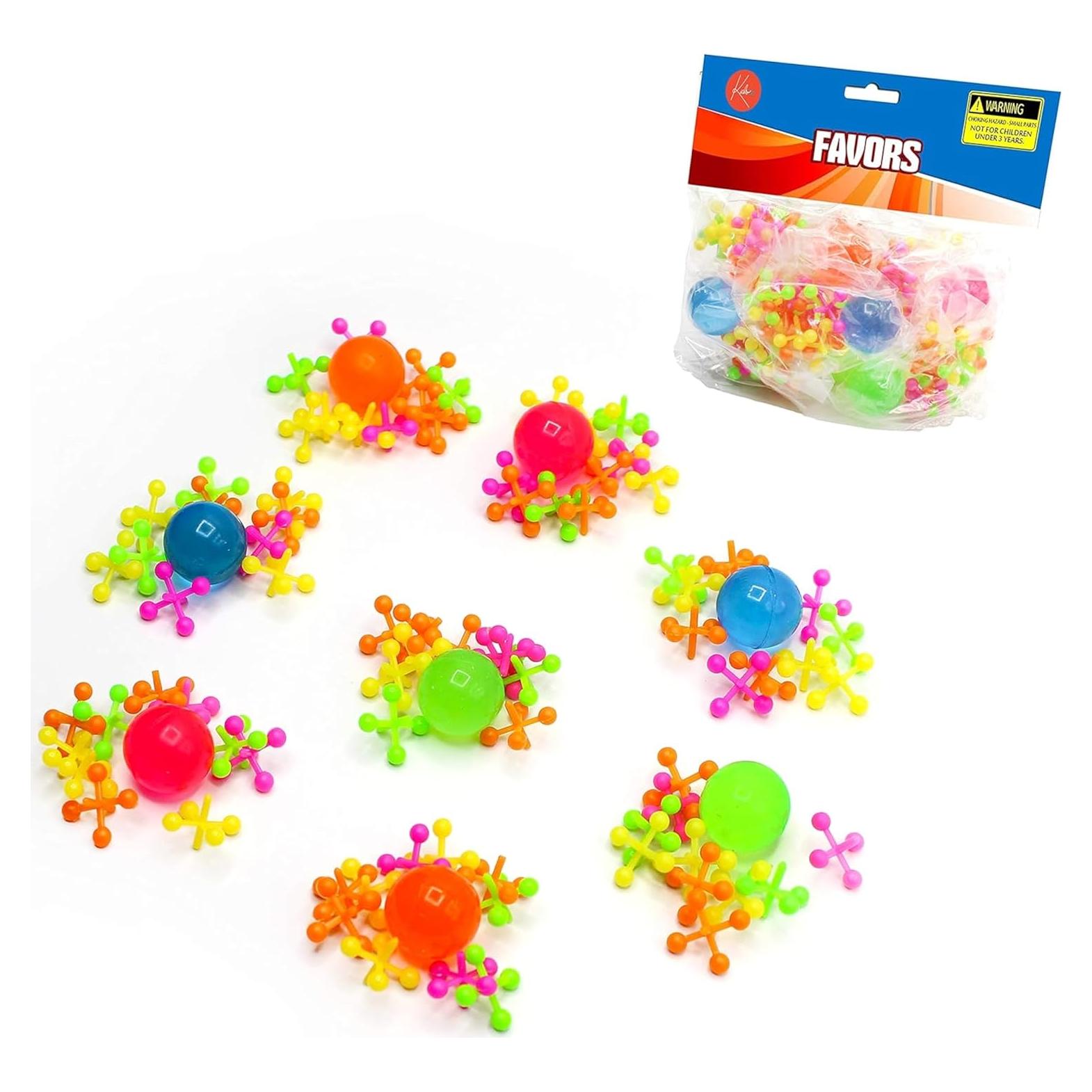 Juego de Jacks de Plástico Kicko - 16 Piezas - Colores Neón