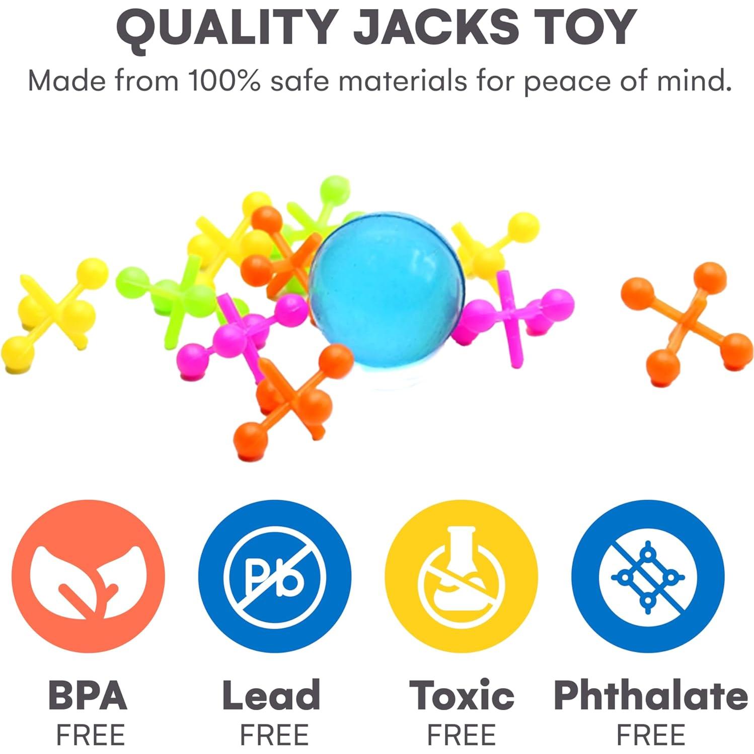 Juego de Jacks de Plástico Kicko - 16 Piezas - Colores Neón