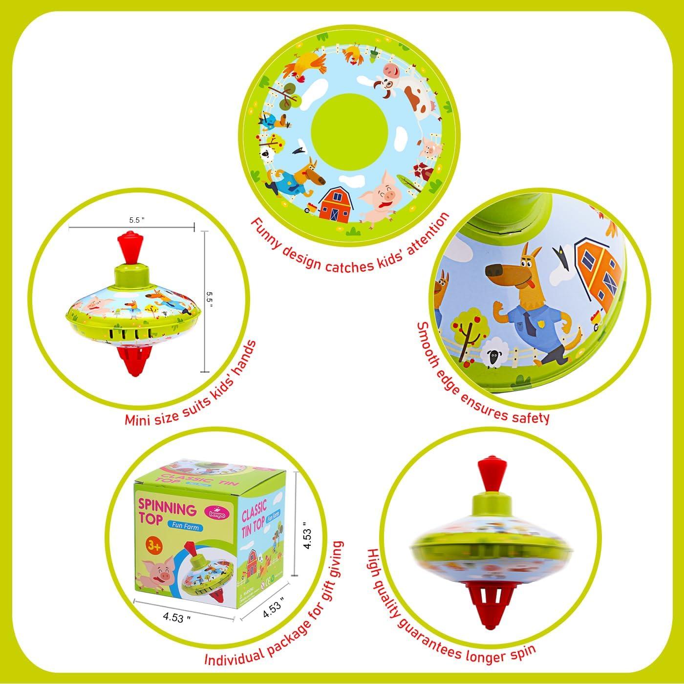 Trompo de Lata Beeqoo para Niños - Juguete Clásico 13.97 cm