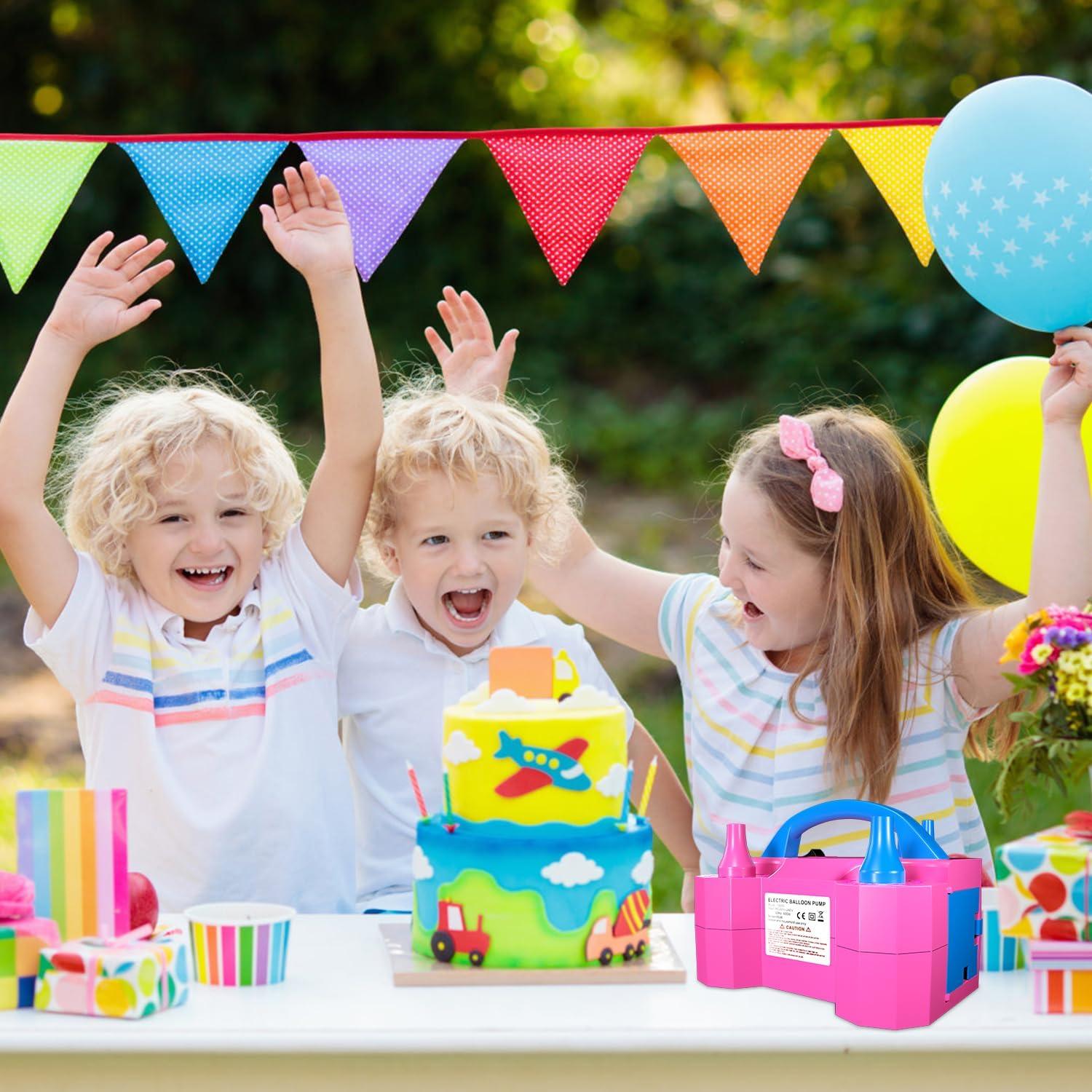 Bomba de Globos Eléctrica CLOMAY 600W Doble Boquilla Rosa