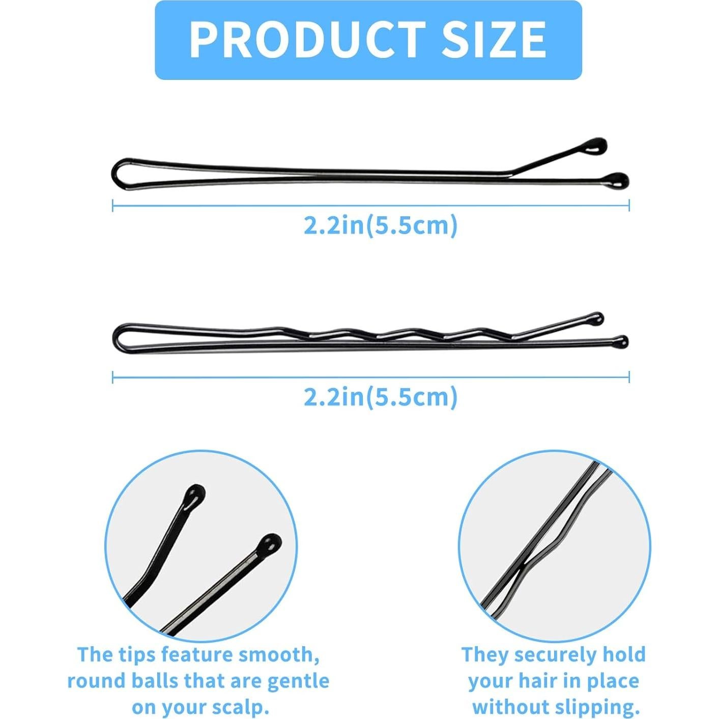 100 Pasadores Negros DTDNZKN 55 mm para Todo Tipo de Cabello