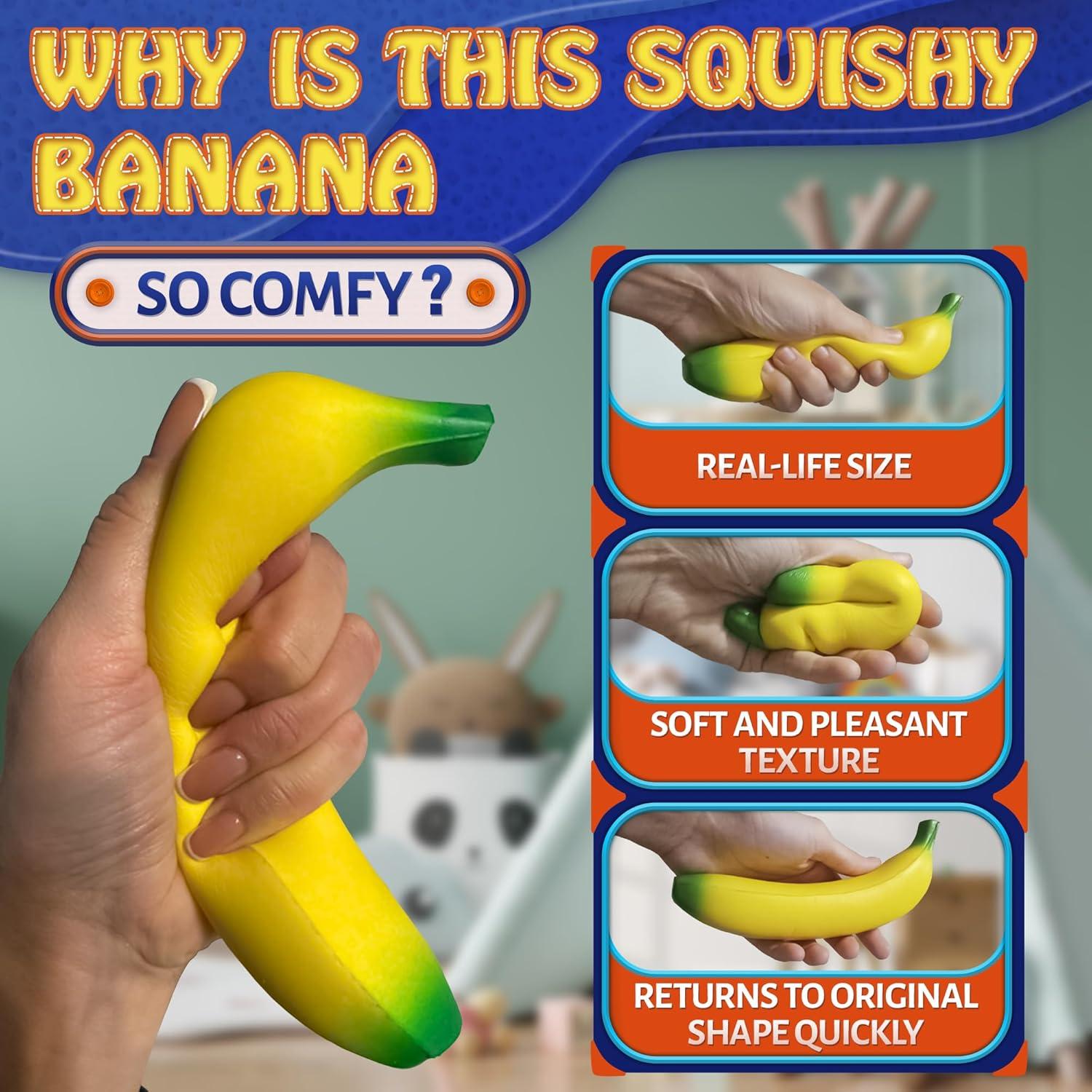 Juguete Squishy Plátano Falso Tesorrio 17x3.6 cm Alivio Estrés