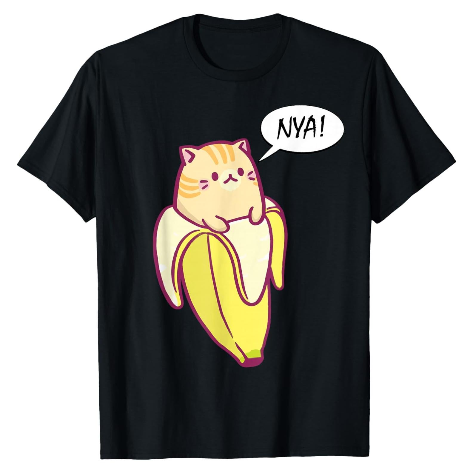 Camiseta Divertida Gato Bananya para Hombres y Mujeres