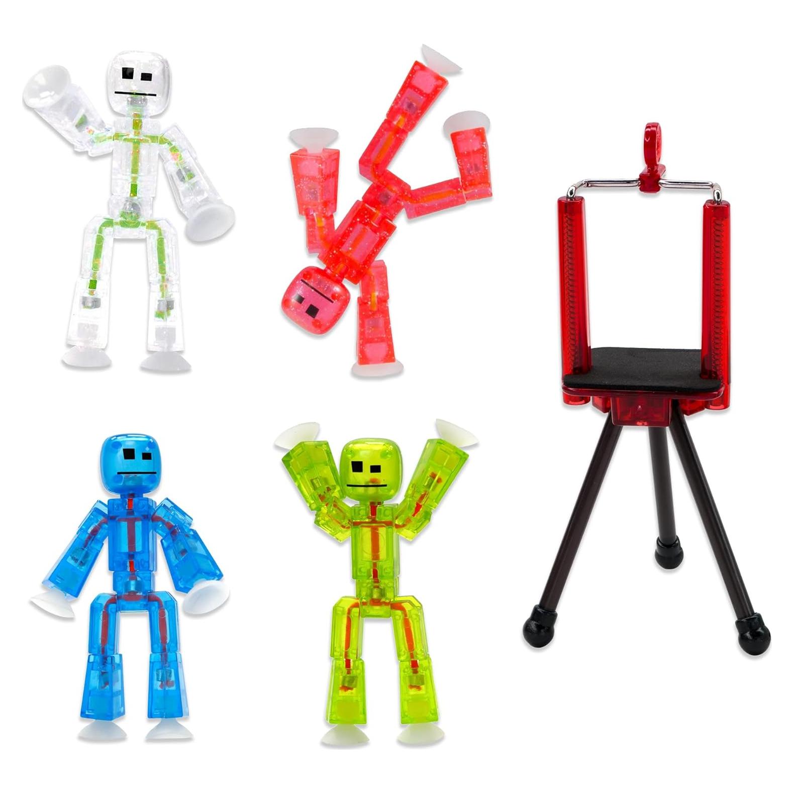 Set de 4 Figuras Stikbot Transparentes + Trípode Zing