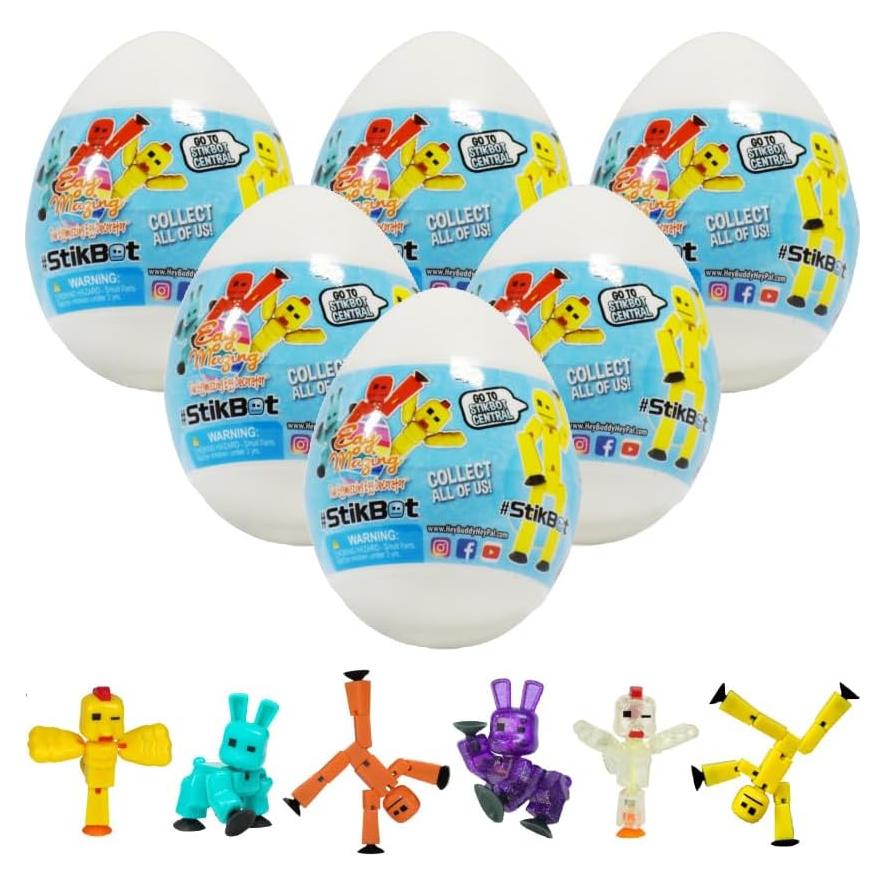HuevoMágico StikBot - Set de 6 Huevos Decorativos para Pascua