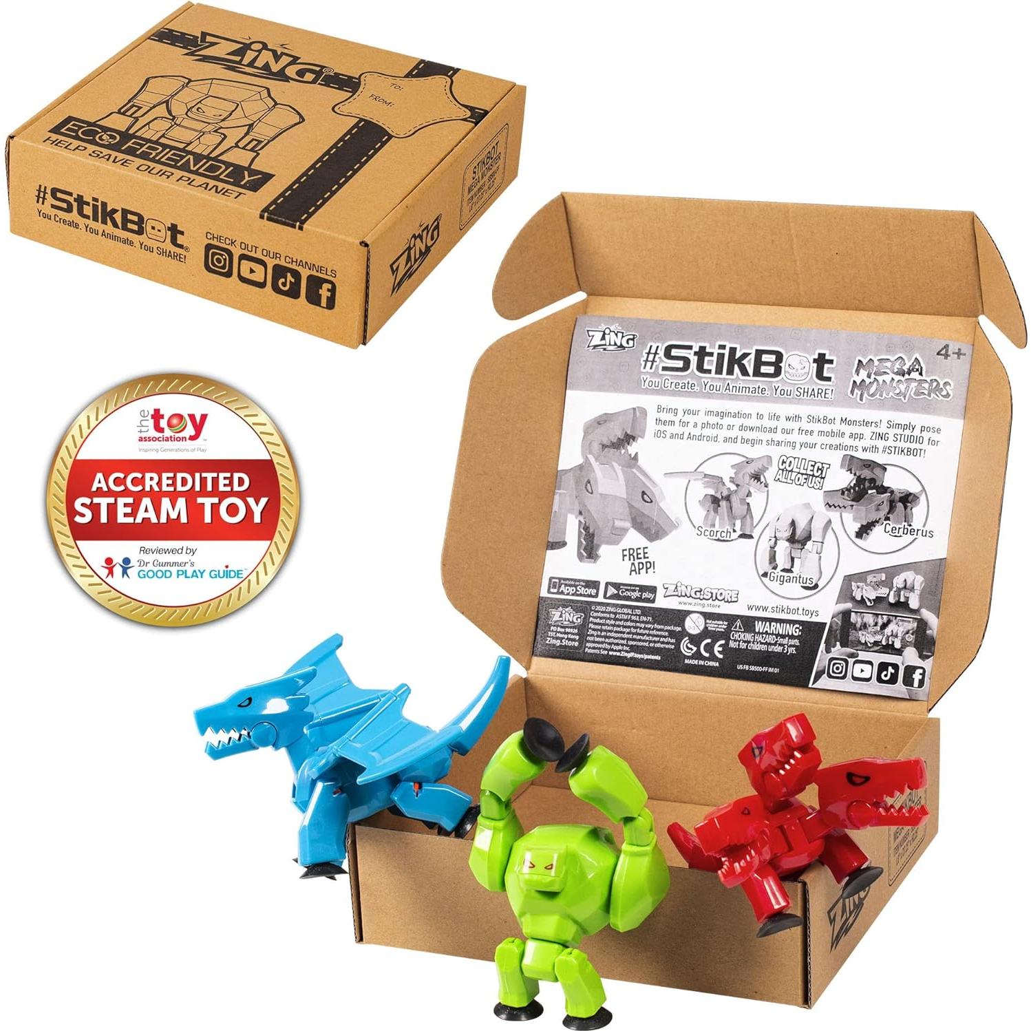 StikBot Mega Monsters 3 Pack - Cerberus, Gigantus y Scorch