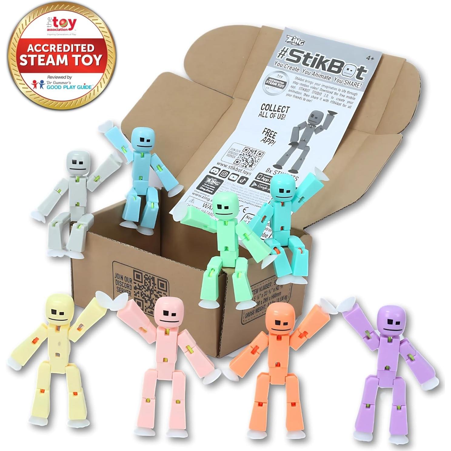 StikBot 8 Paquete Pastel Zing - Figuras Stop Motion para Niños