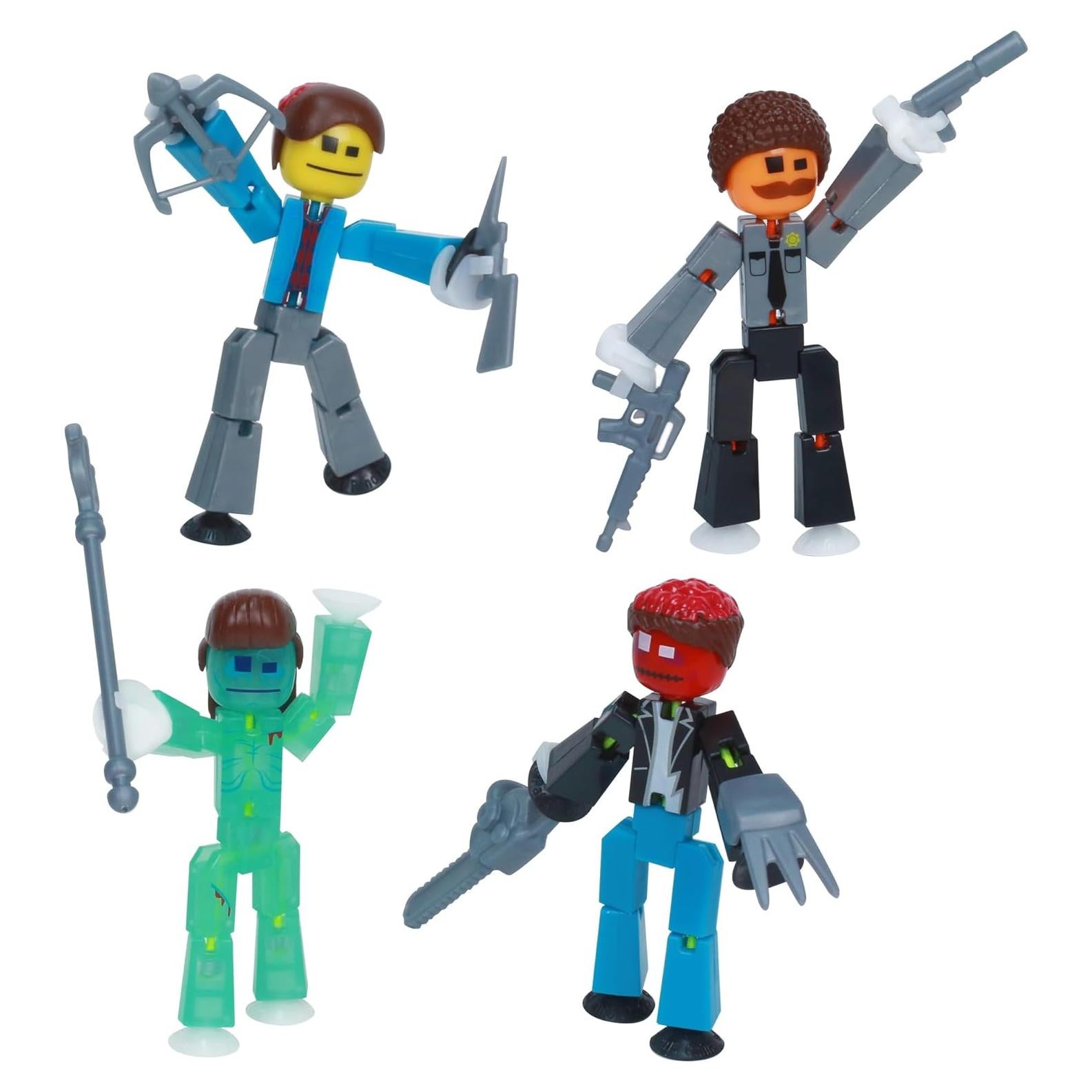 Conjunto de 4 Figuras StikBot Cazadores de Zombis - Juguete Stop Motion