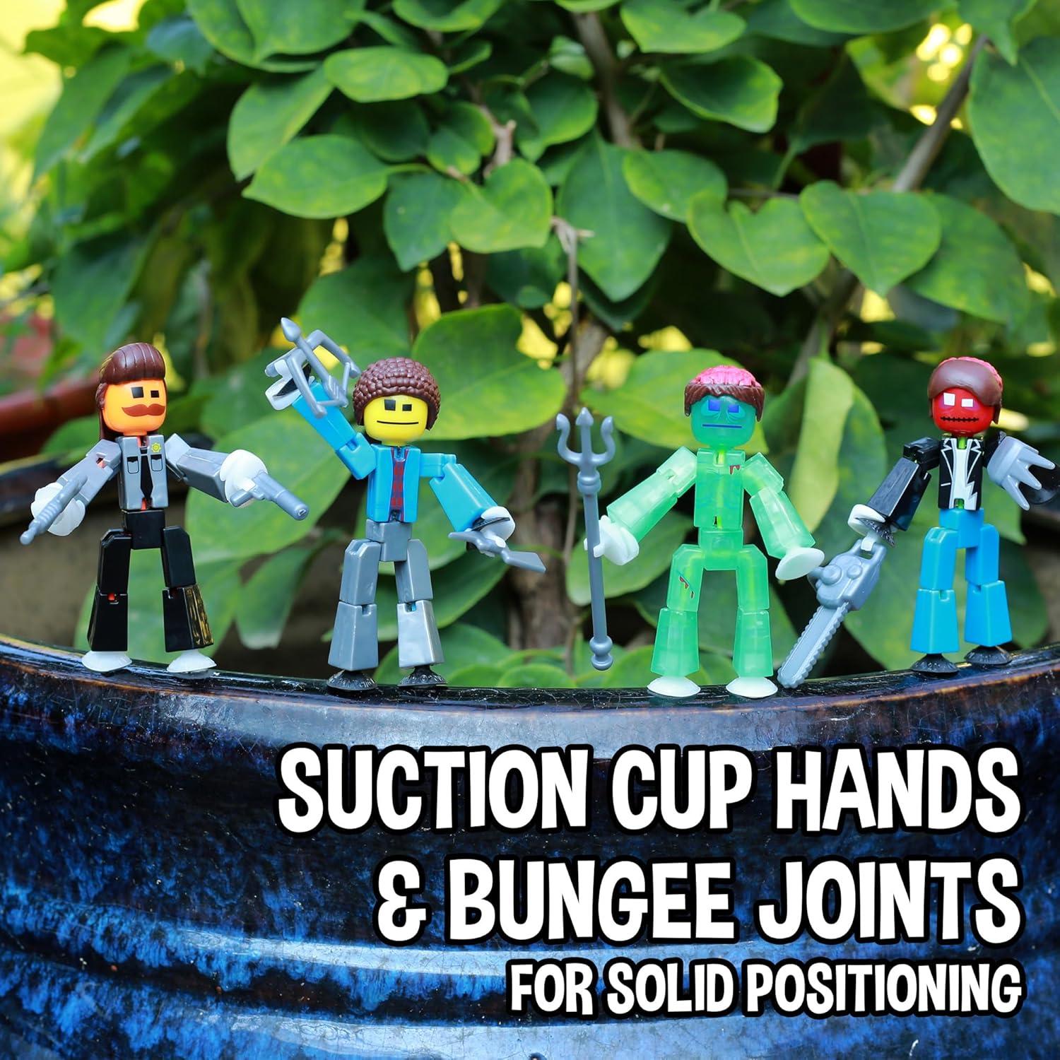 Conjunto de 4 Figuras StikBot Cazadores de Zombis - Juguete Stop Motion