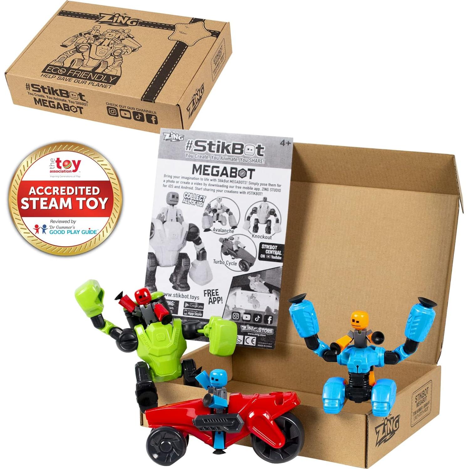 StikBot Zing Megabots Paquete de 3 Figuras y Vehículos