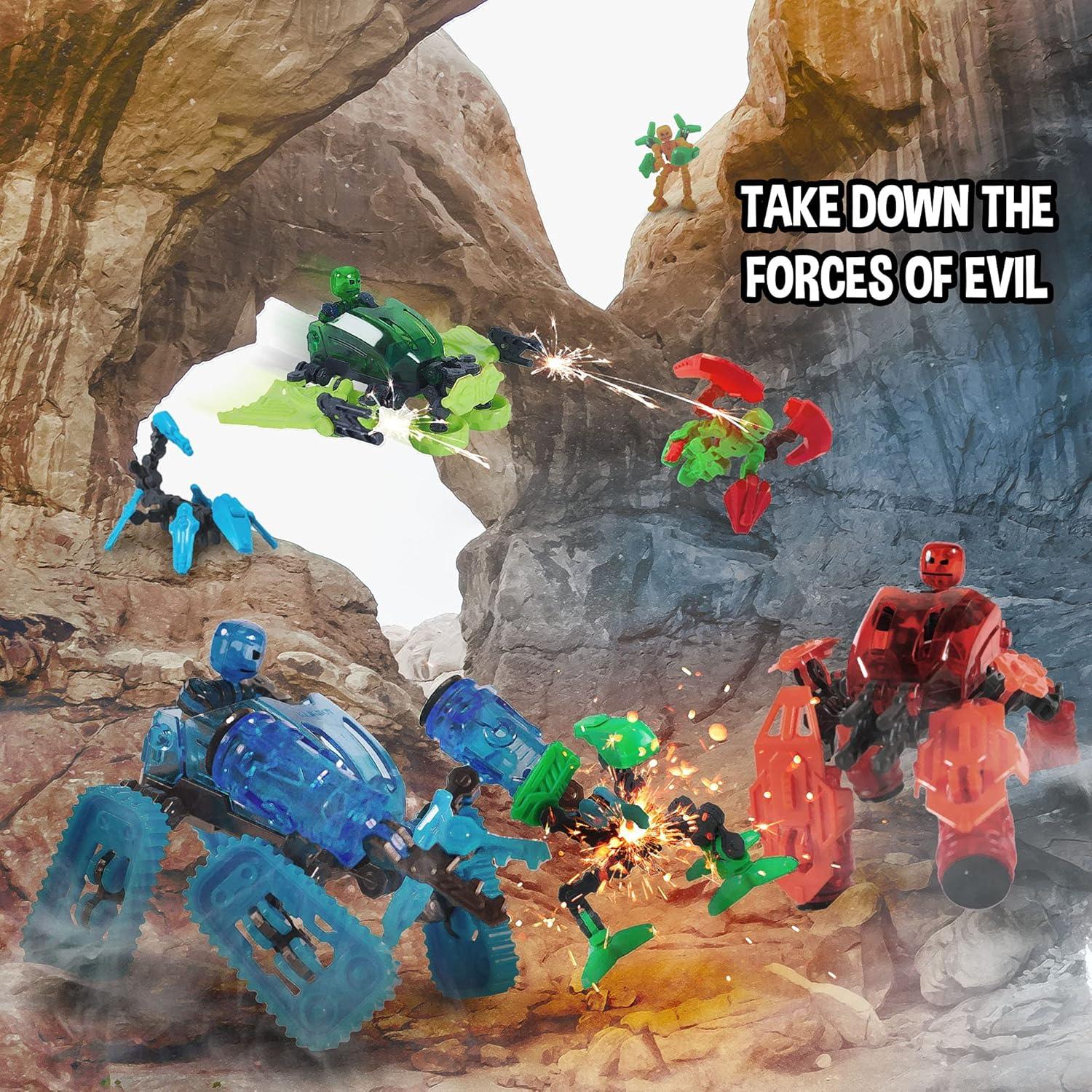 Klikbot Megabots Zing - Stop Motion Rojo, 3 Figuras y Accesorios