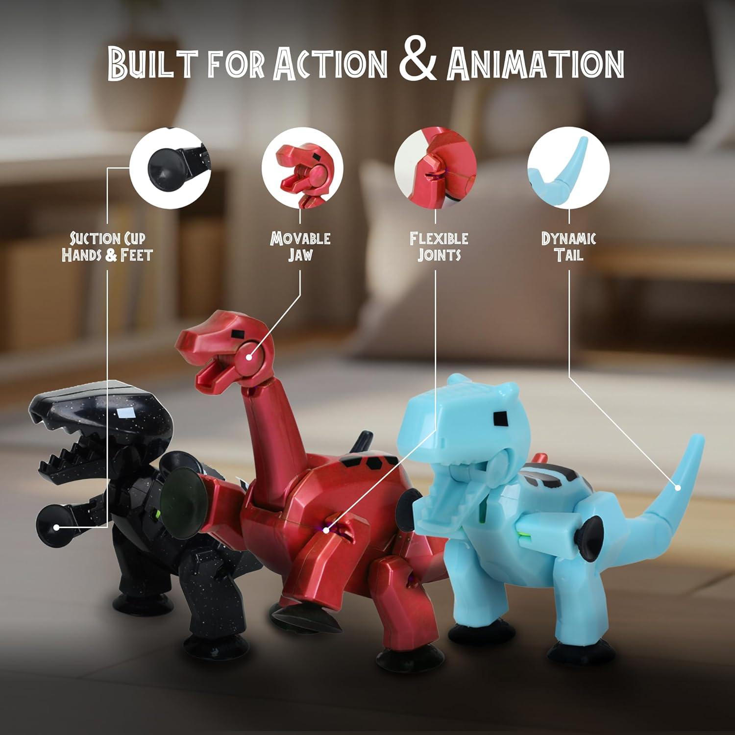 Zing Stikbot MEGA Dino 3 Pack - Brontosaurus, T-Rex, Carnotaurus