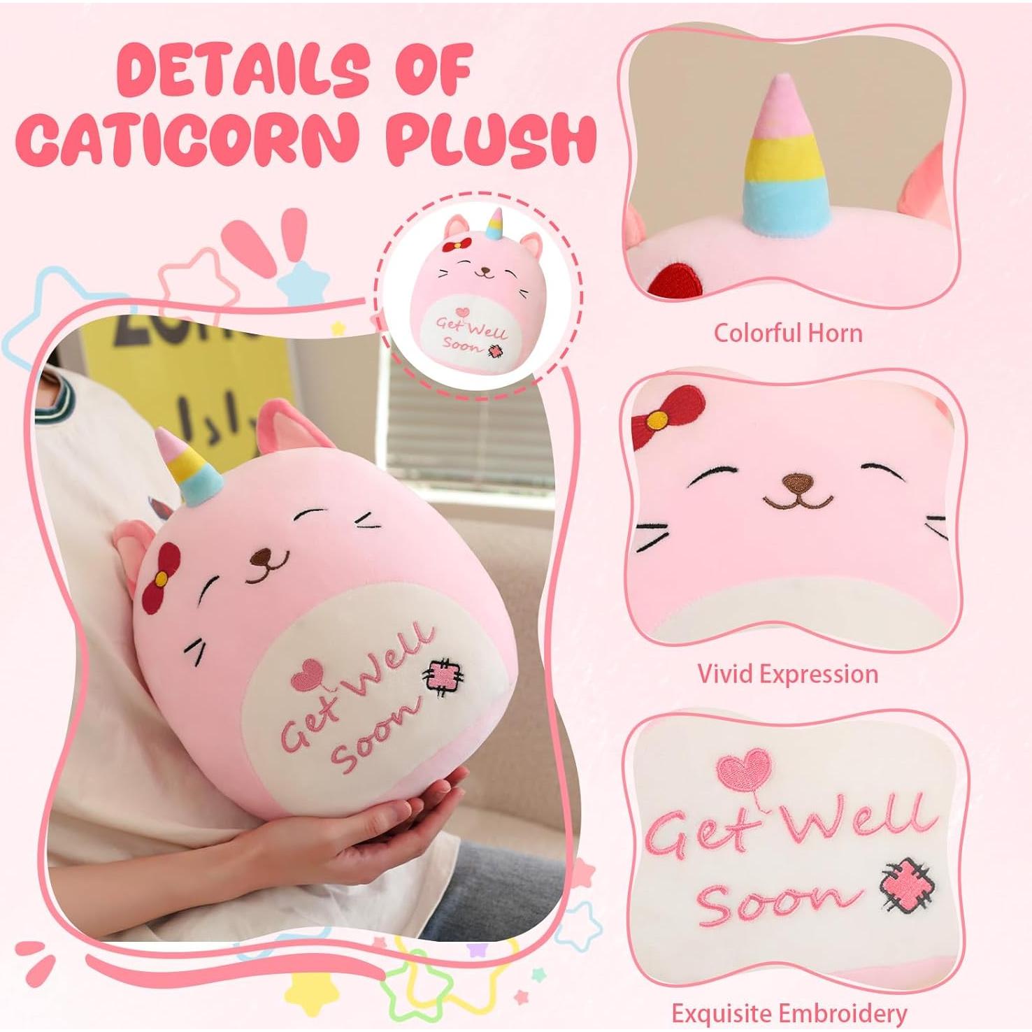 Peluche Caticorn Rosa Mejorate Pronto 25 cm para Niños