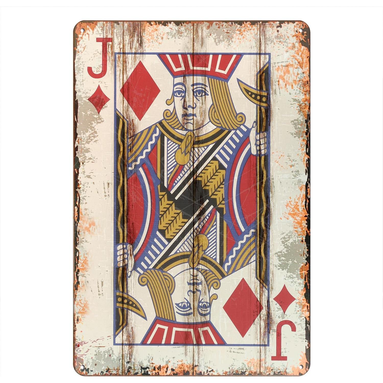 Cartel de Metal Vintage Poker Joker 30 x 20 CM Decoración Pared