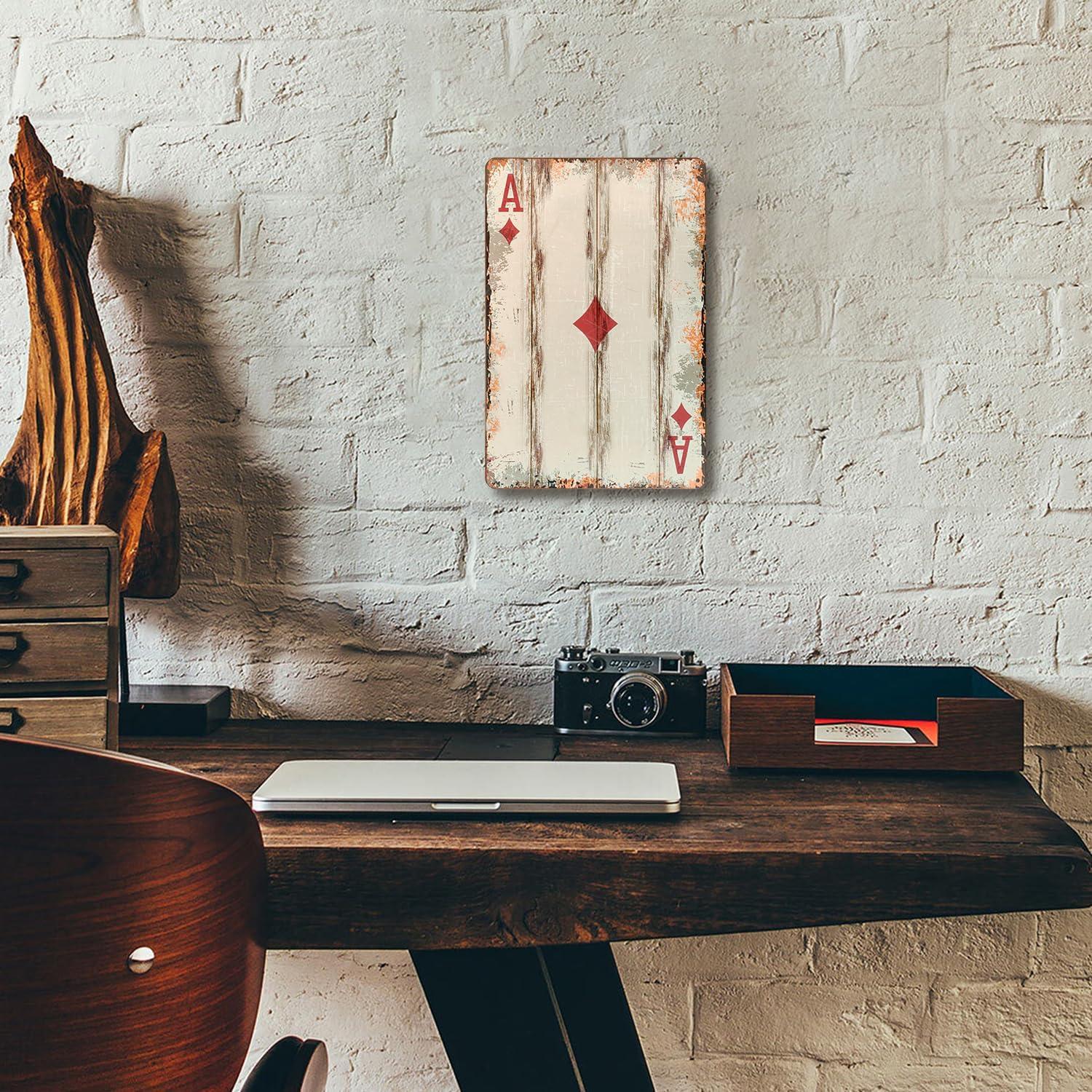 Cartel de Metal Vintage Poker Joker 30 x 20 CM Decoración Pared