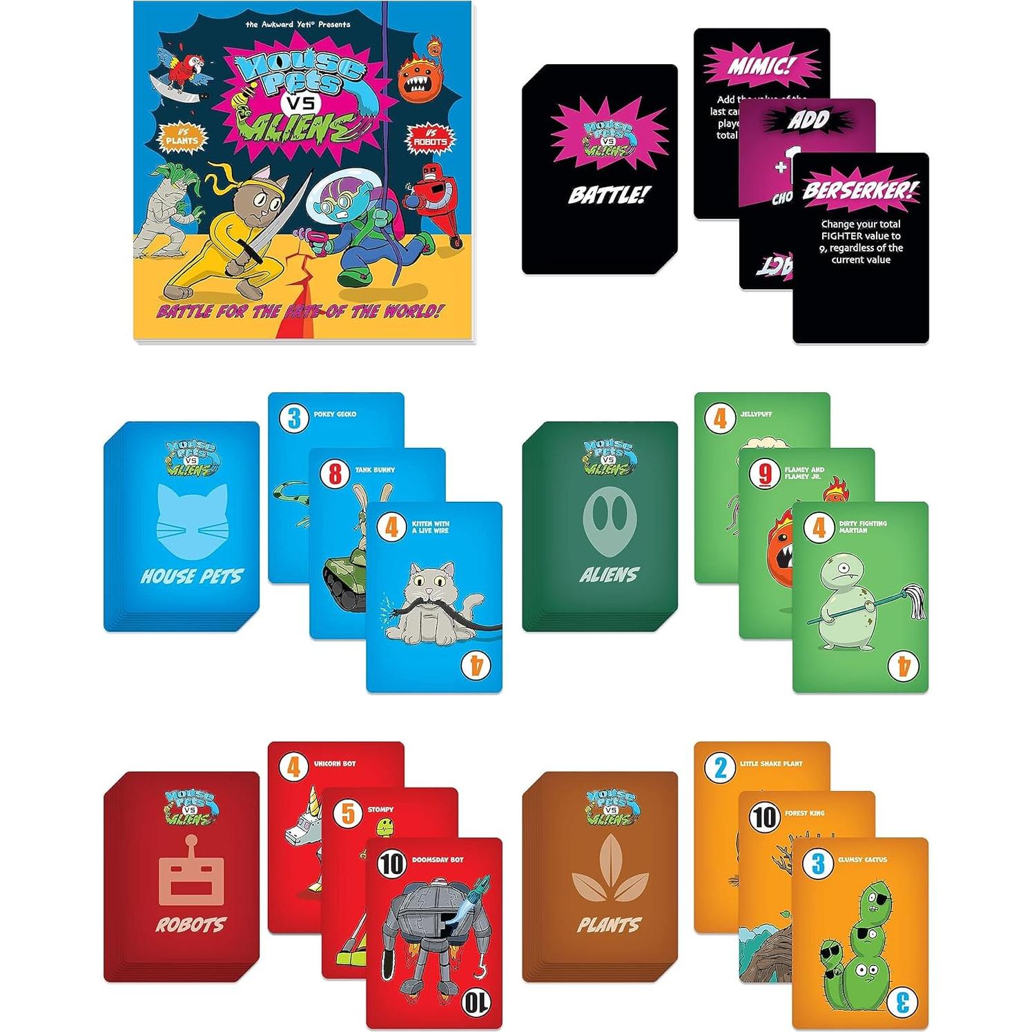 Juego de Cartas Mascotas vs Alienígenas Awkward Yeti 2-4 Jugadores