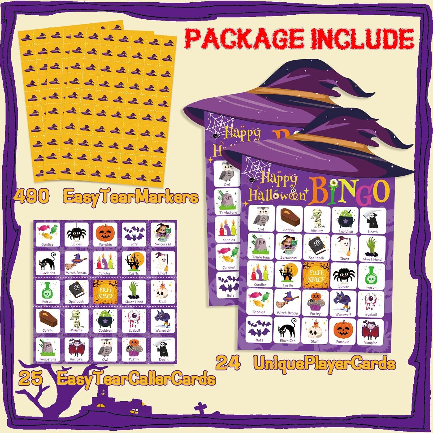 Juego de Bingo de Halloween YQUQWN para 24 Jugadores
