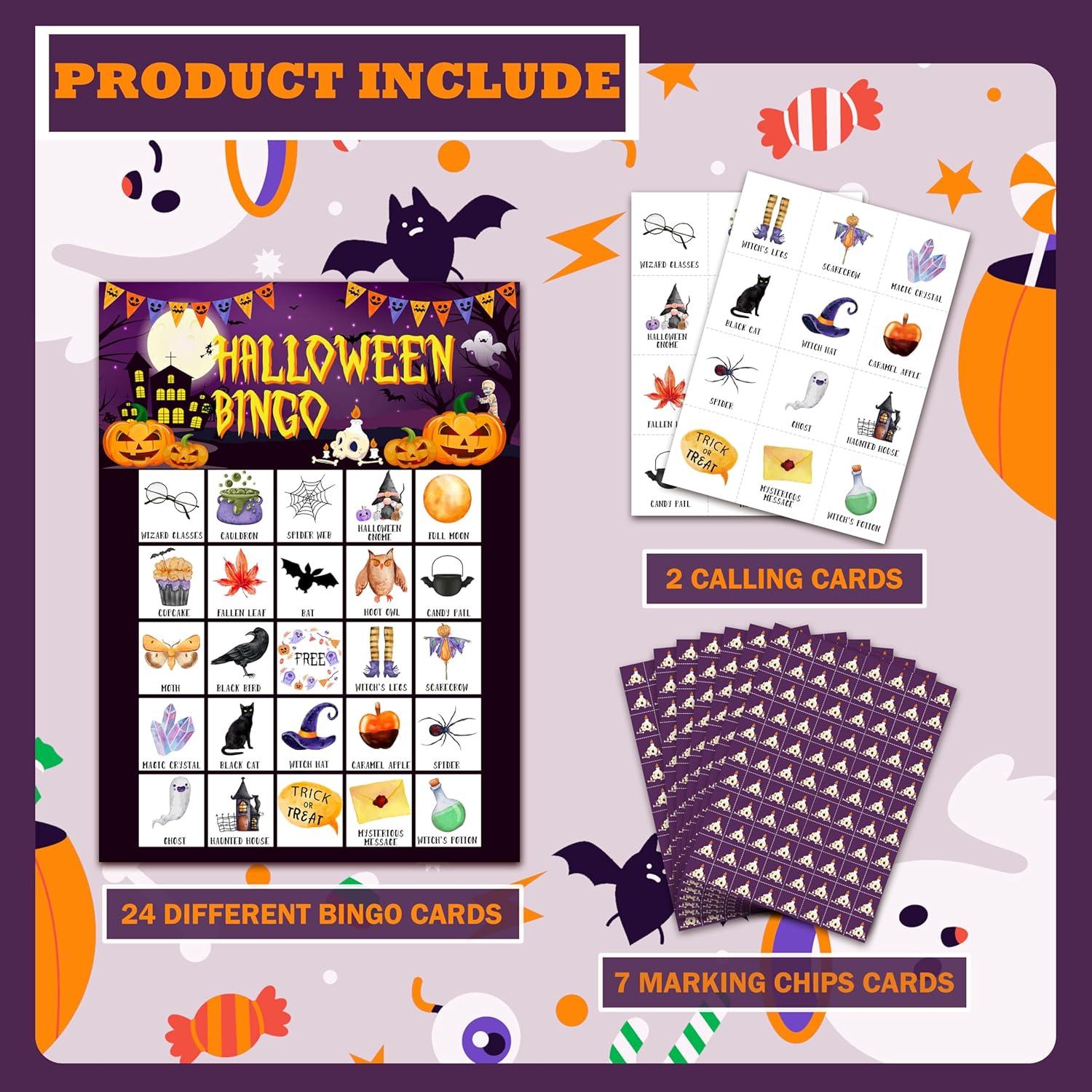 Juego de Bingo de Halloween para 24 Jugadores - LSJEHTQ