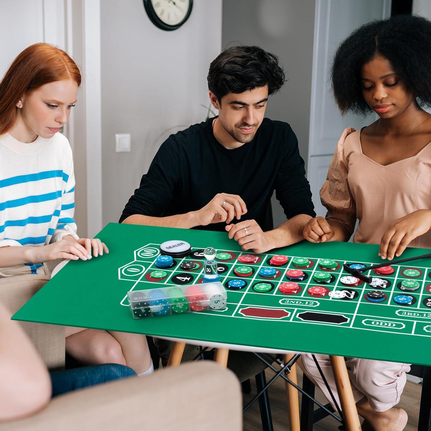 Juego de Ruleta Lunmon con Rueda de 25.4 cm y 200 Fichas