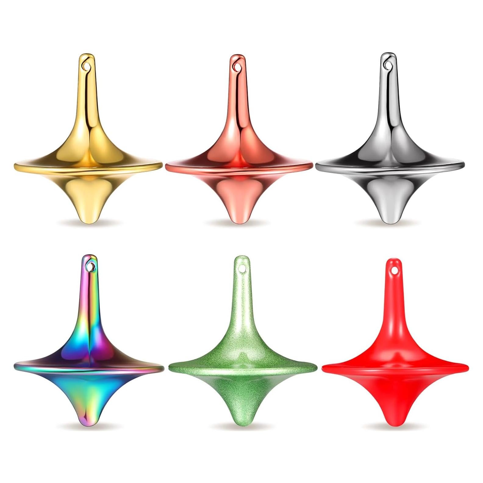 Trompos Giratorios de Metal Lenwen - Paquete de 6 Colores