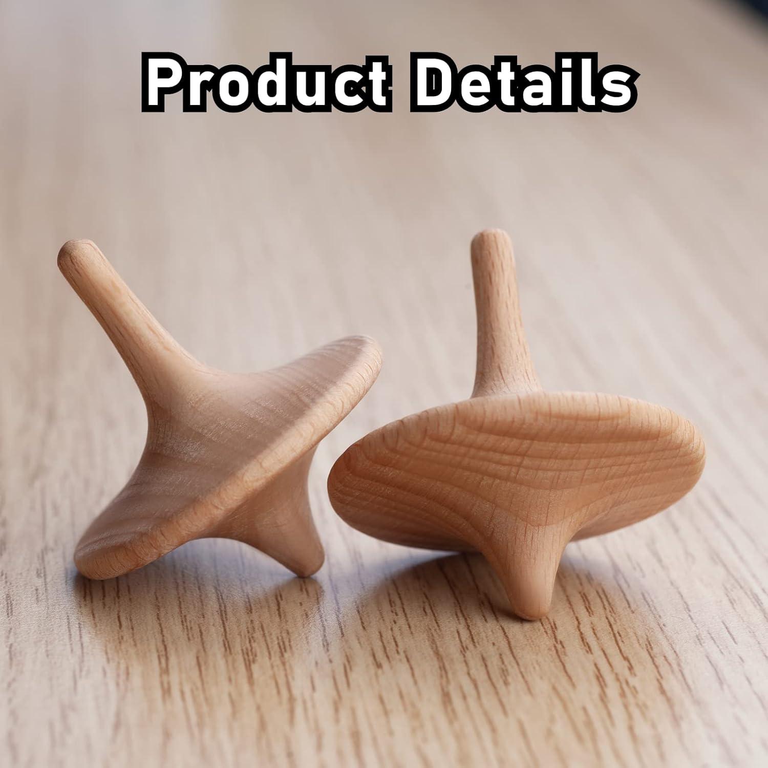 Trompos de Madera JstFrU con Base - Set de 2, 130g